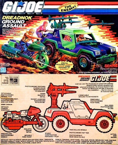 Check out the Dreadnok Ground Assault vehicle from GI Joe series 5 in 1986. What was your favorite Dreadnok vehicle?

Thanks to @3DJoes for the photos.

#gijoe #80s #eighties #80scartoons #80snostalgia #saturdaycartoons #saturdaymorningcartoons #actionfigures #hasbro #vehicle