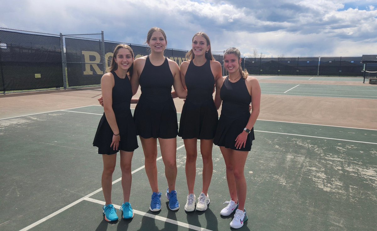 With a a senior day 7-0 🧹 of Ponderosa, Rock Canyon clinches the first ever league tennis championship in school history!! Way to go girls!!! And thank you seniors! @RockCanyonHS @RockCanyonAD