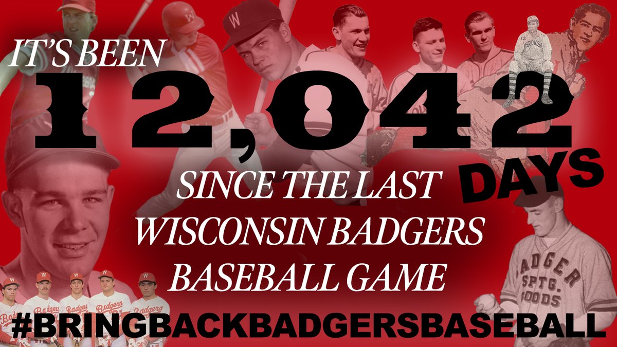 It's been 12,042 days since the last @UWBadgers baseball game.

@uwchancellor, Chris McIntosh and @JDatWisconsin, it's time to bring back Wisconsin baseball!

🔴 Fuel the Comeback! ⚪️
🦡👐 1 RT = 1 Rally Cap 👐🦡

#bringbackbadgersbaseball #onwisconsin #gobadgers #badgers