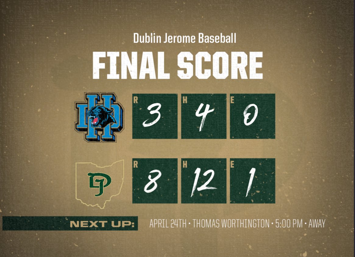 Dublin Jerome Baseball (@DubJeromeBSBL) on Twitter photo 2024-04-23 02:12:53