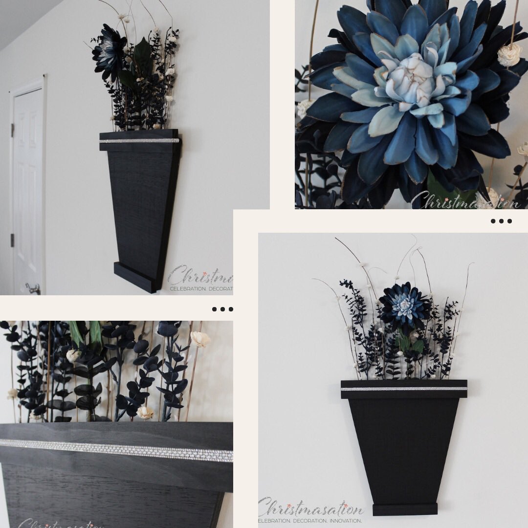 Give the gift of flowers that last! This stunning Ombre Blue Dahlia and Dark Blue Eucalyptus Hanging Floral Arrangement with Bling Vase is available at my #etsyshop. etsy.me/41Kuvyn #housewarming #HousewarmingGift #hangingflowers #wallplant #wallart #mothersdaygift