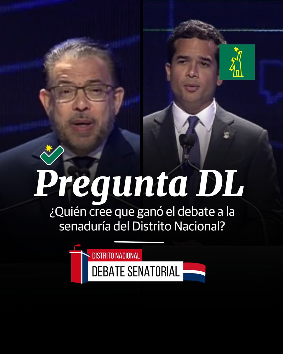 DiarioLibre's tweet photo. ❓ | #PreguntaDL | ¿Quién cree que ganó el debate a la senaduría del Distrito Nacional?

* Omar Fernández
* Guillermo Moreno

¡Queremos conocer su opinión!

#DiarioLibre #OpiniónDL #Preguntas #EncuestaDL https://t.co/wOT4WTh0ox
