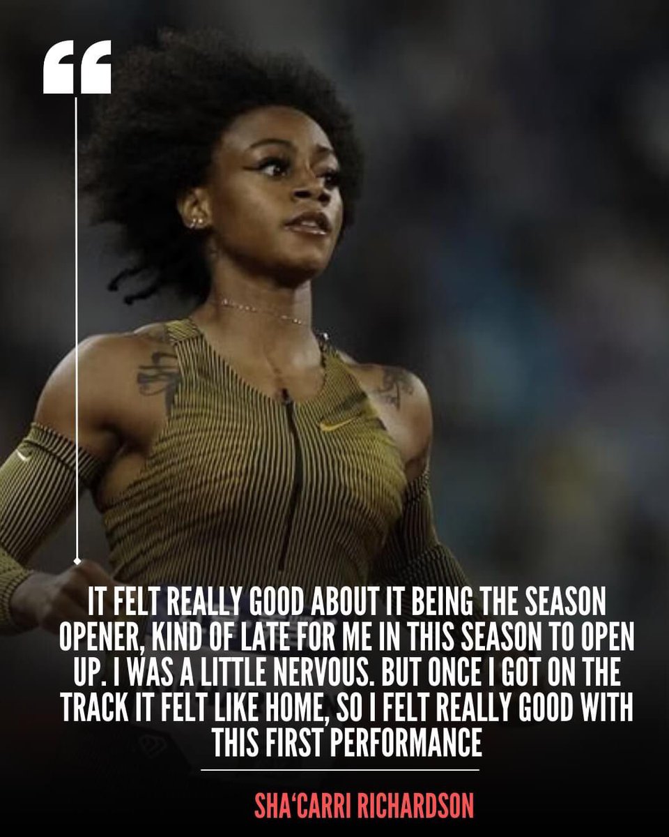 RealTimesNews1's tweet photo. Sha'Carri Richardson is thrilled with her second-place finish at the Xiamen Diamond League, marking her first performance of the season! 🥈🏃‍♀️💨
#shacarririchardson #TeamUSA #Olympics #DiamondLeague https://t.co/ILumR7ESIJ