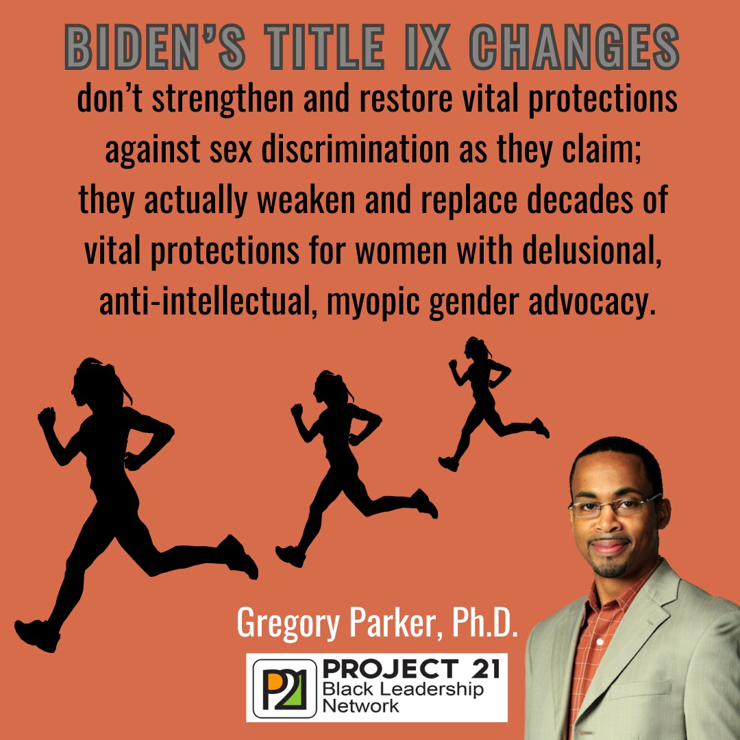 Biden's #TitleIX changes 'don’t strengthen vital protections against sex discrimination as they claim; they actually weaken/replace decades of vital protections for women with delusional, anti-intellectual, myopic gender advocacy.' -P21's @DrGregParker001 nationalcenter.org/ncppr/2024/04/…