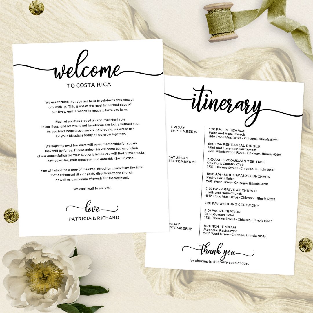 🖋️ Get ready to impress your guests with our elegant calligraphy wedding weekend schedule template ✨👰🤵 Create a stunning and organized itinerary that will leave everyone in awe. #weddingplanning 📅🌸 zazzle.com/wedding_weeken…