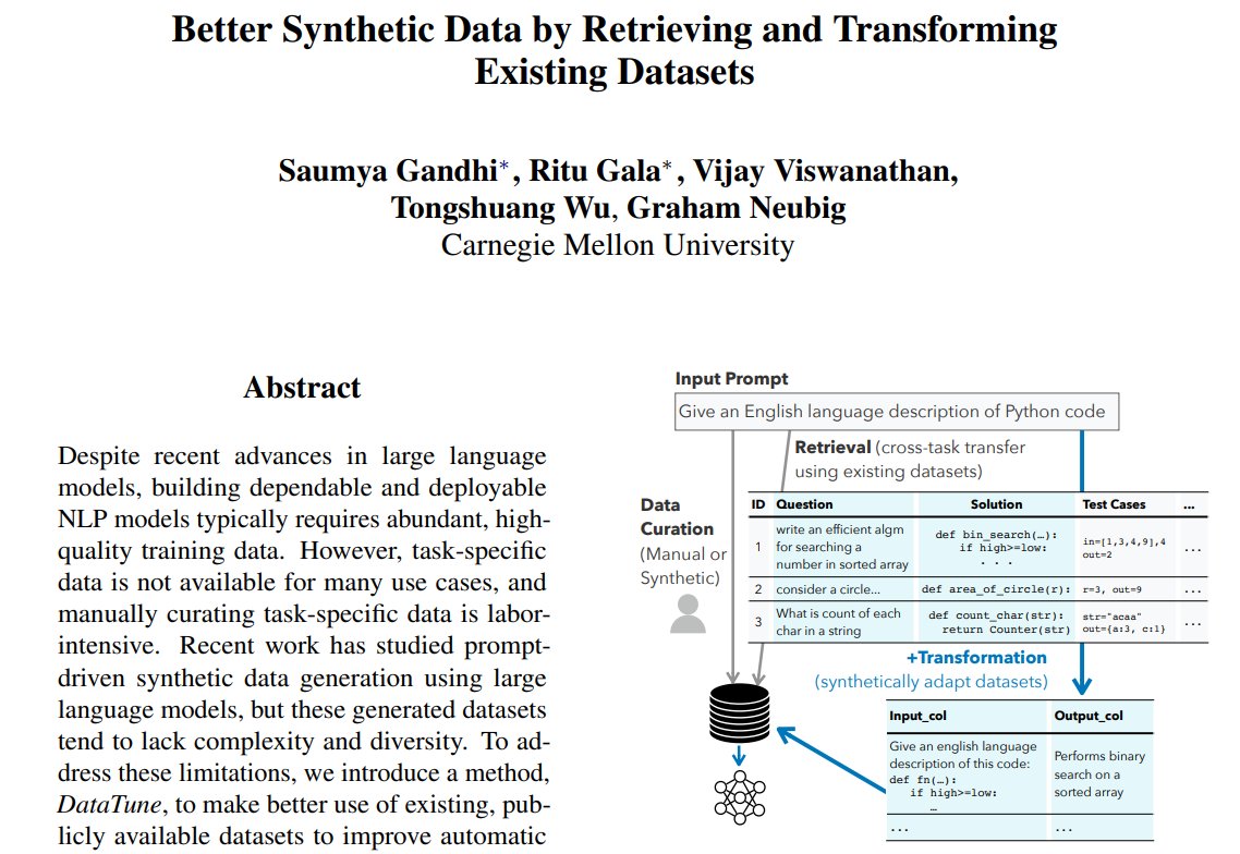 Better Synthetic Data by Retrieving and Transforming Existing Datasets repo: github.com/neulab/prompt2… abs: arxiv.org/abs/2404.14361