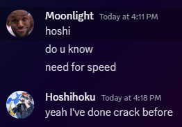 hoshihoku69's tweet photo. Good TImezone Twitter. I haven't done a #TraumaWithHoshi post in a while so here we go featuring @DFrozenGrave . Anyway I like speed. #DiscordScreenShots #TismWizard https://t.co/WTGBe4W87V