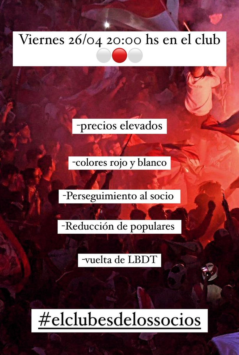 PibedelaSivori's tweet photo. Si sos hincha de River y no estás conforme con la dirigencia, técnico o jugadores vení a expresarte el viernes. 
EL CLUB ES DE LOS SOCIOS ⚪️🔴⚪️ https://t.co/tNVpiWVLyT