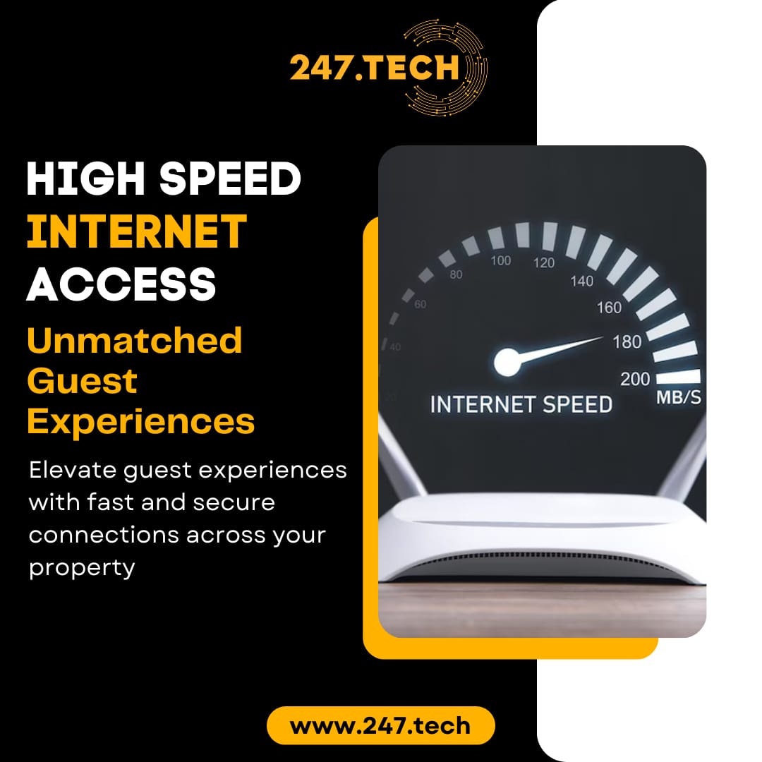 Join us #247.tech

✅ High-speed Internet Access

✅ Unmatched Guest Experiences

Elevate guest experiences with fast and secure connections across your property..!!!

#HighSpeedInternet #InternetAccess #HighspeedInternetAccess #FastestInternet #BroadbandInternet