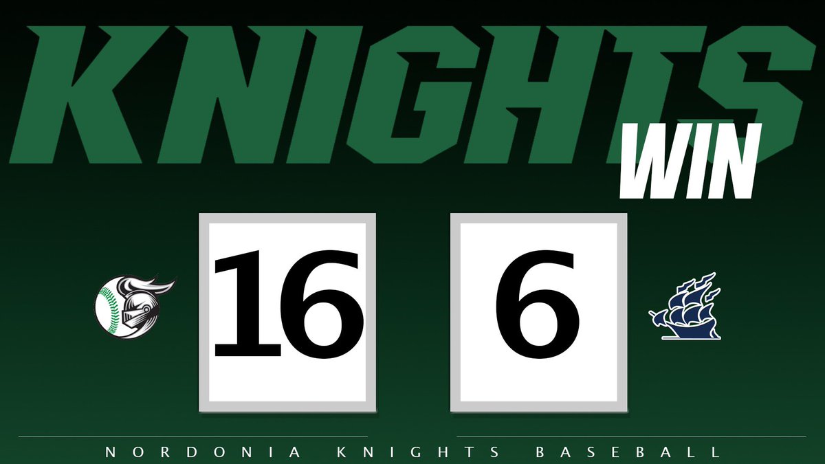 Knights (8-5; 5-1) get another Suburban League win tonight in 5 innings behind 16 runs and 18 hits! All nine starters recorded hits and Smotek, Hack, and Lanzilotta each had 3. Ben Chesser went 4.1 innings and got the win, giving up 3 ER on 5 hits. #ChargeTogether⚔️