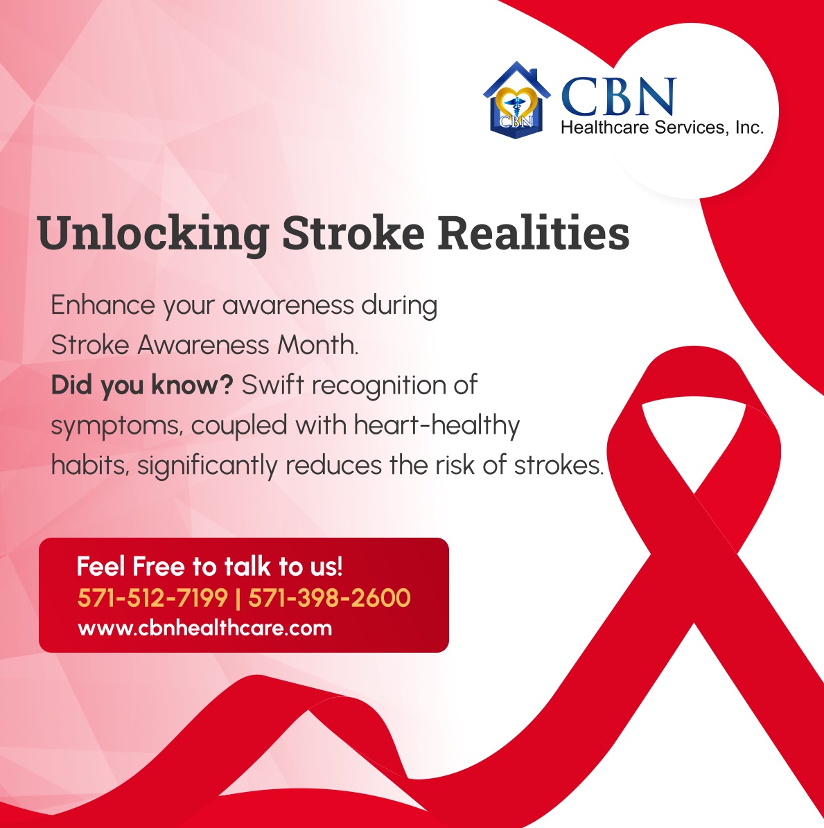 Shed light on the path to stroke prevention. May is dedicated to awareness, knowledge, and action. Empower yourself with insights to protect against strokes. 

#StrokeAwareness #KnowledgeIsPower #PreventStrokes