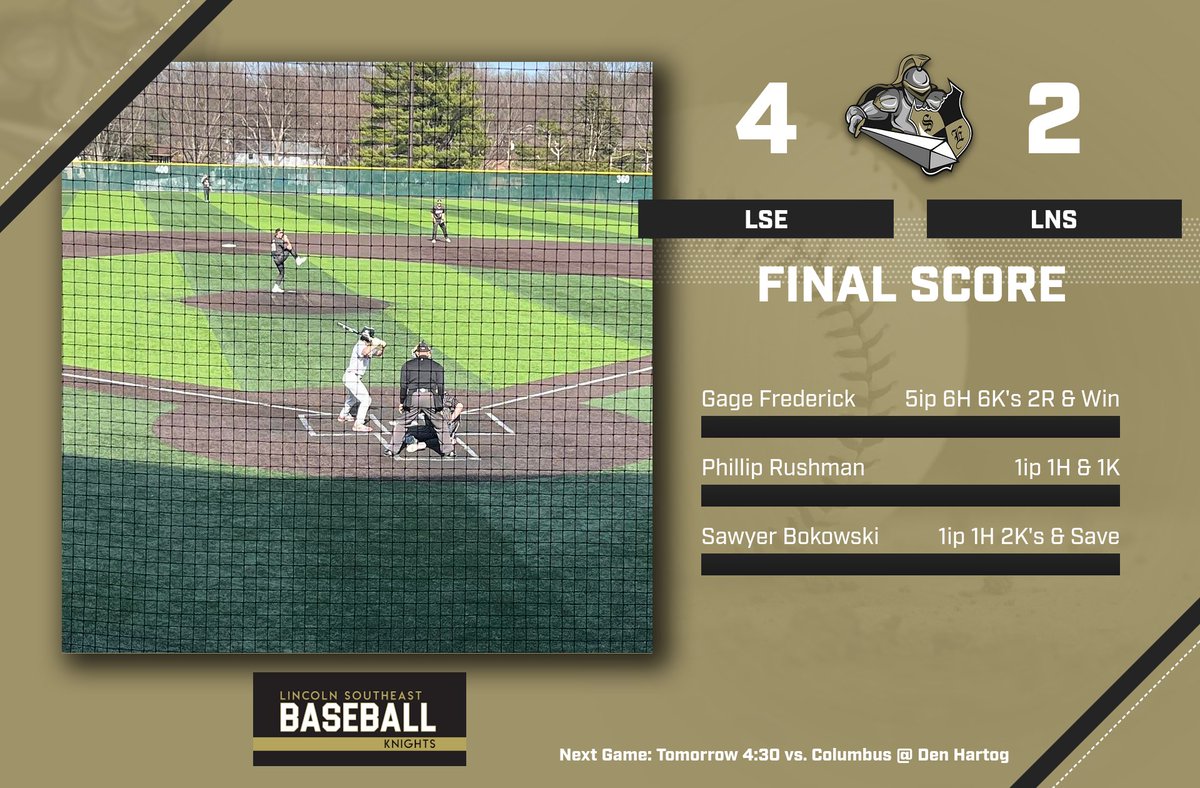 Southeast Baseball (@lsebaseball) on Twitter photo Brayden Rasmussen 1-3, R & 3B
Gage Frederick 1-3, R, RBI & 2B
Alex Wilhelm 1-2, R, RBI & BB
Will Bliemeister 1-2, R & BB
Cash Buettenback 1-2 & RBI
Phillip Rushman 1-3 & RBI
Sawyer Bokowski 1-3 Brayden Rasmussen 1-3, R & 3B
Gage Frederick 1-3, R, RBI & 2B
Alex Wilhelm 1-2, R, RBI & BB
Will Bliemeister 1-2, R & BB
Cash Buettenback 1-2 & RBI
Phillip Rushman 1-3 & RBI
Sawyer Bokowski 1-3