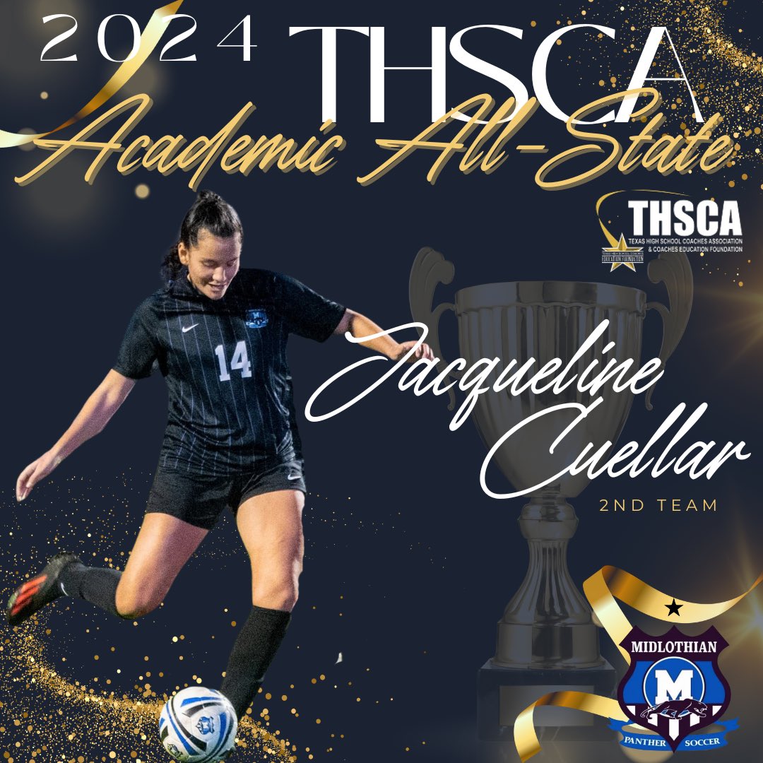 Congrats to our outstanding Senior Jacqueline Cuellar! 👏🐾Ⓜ️💙 She has been recognized by @THSCAcoaches as ACADEMIC ALL-STATE 2ND TEAM! #MISDproud @MISD_Athletics @midlo_gsoccer @midlo_bsoccer