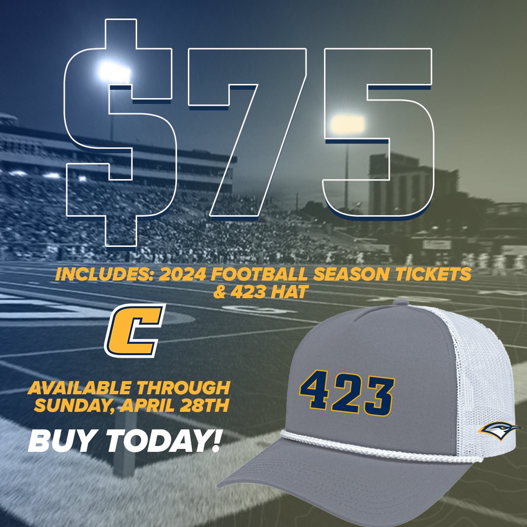 Celebrate 423 day in 𝓈𝓉𝓎𝓁𝑒😎

Add to your hat game with this years 423 hat! Simply purchase a new season ticket and get a hat🥳🏈

🎟bit.ly/423GoMocs  x 🔗bit.ly/423HatsNeedToK…