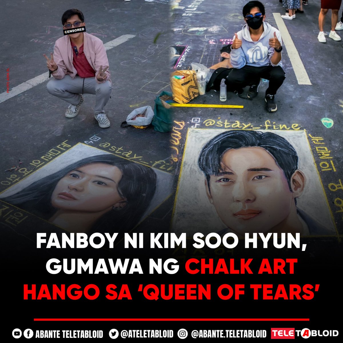 HINANGAAN ang isang Baguio-based artist dahil sa ginawa niyang chalk art para kina Kim Soo Hyun at Kim Ji Won ng sikat na 'Queen of Tears.'

BASAHIN: abante.com.ph/2024/04/22/fan…

#TunayNaTabloidista #AbantePetmalu