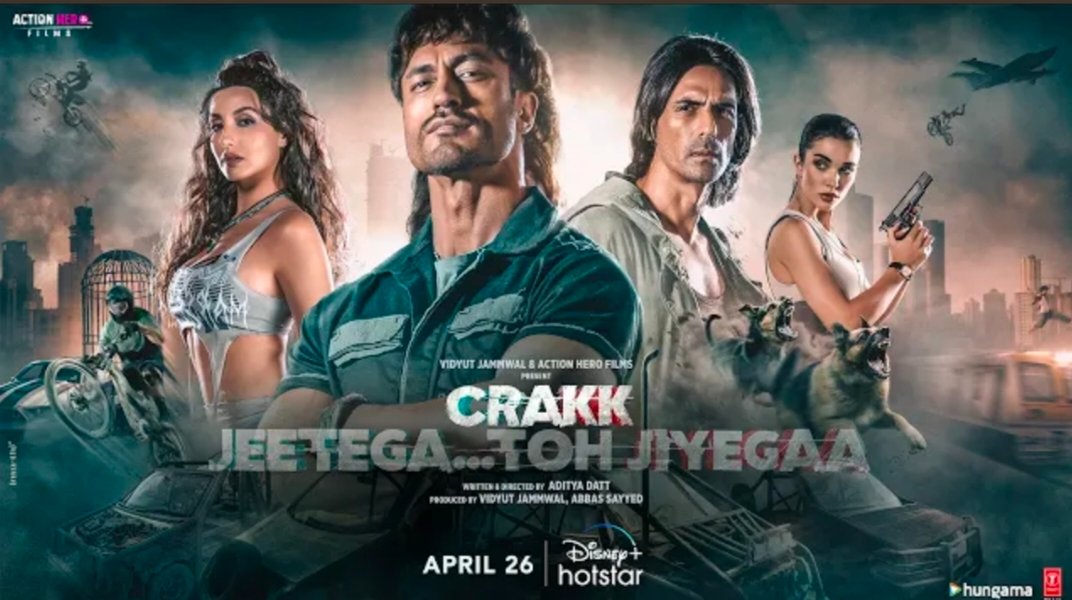 Hindi film #Crakk will premiere on Disney+ Hotstar on April 26th.
