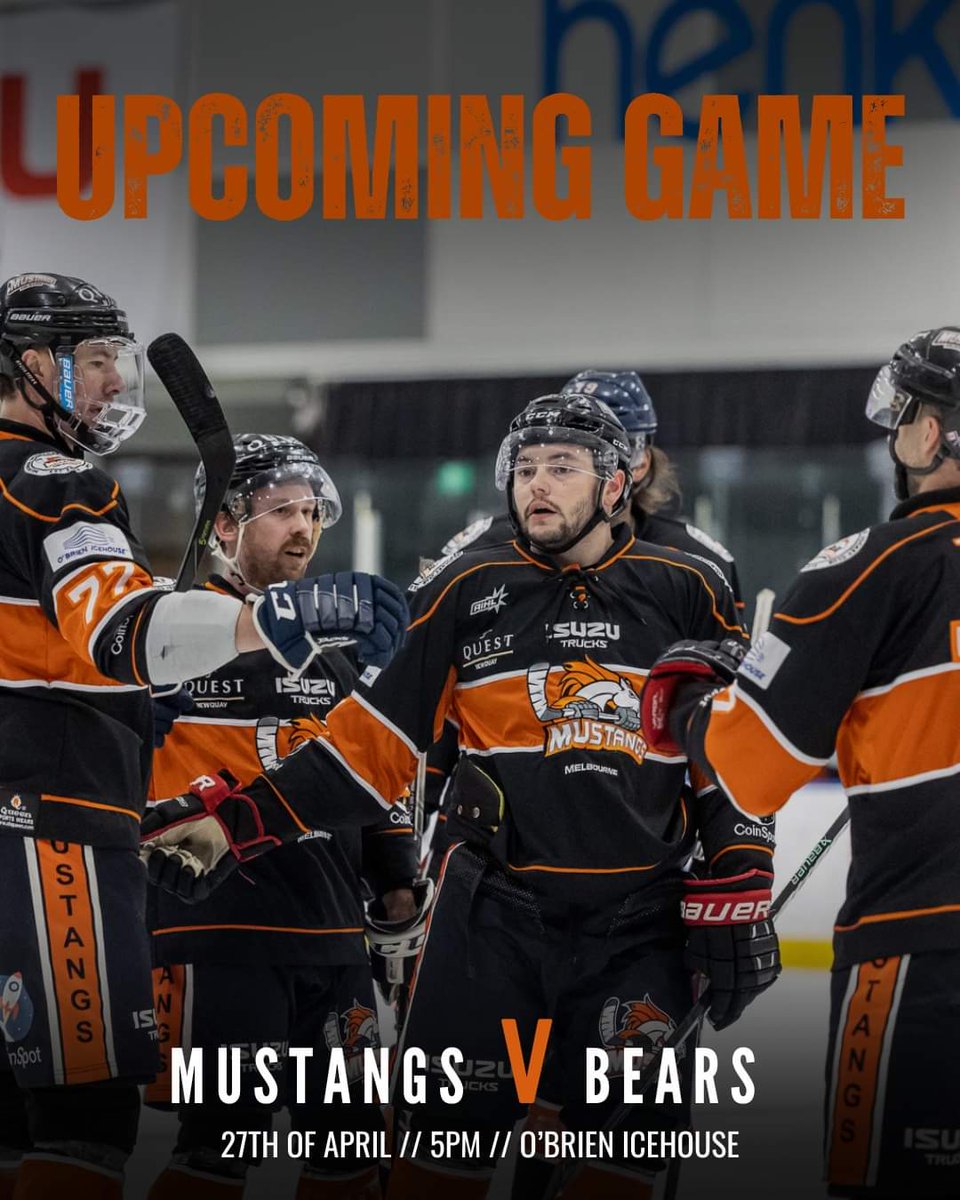What's better than one hockey game? Two!! We play the Bears this Saturday!

This is also our Anzac round, so we will have a one-off special jersey for auction!

Head to the link in our bio to grab your tickets!

#MelbourneMustangs #bleedorange #believeorange #AIHL