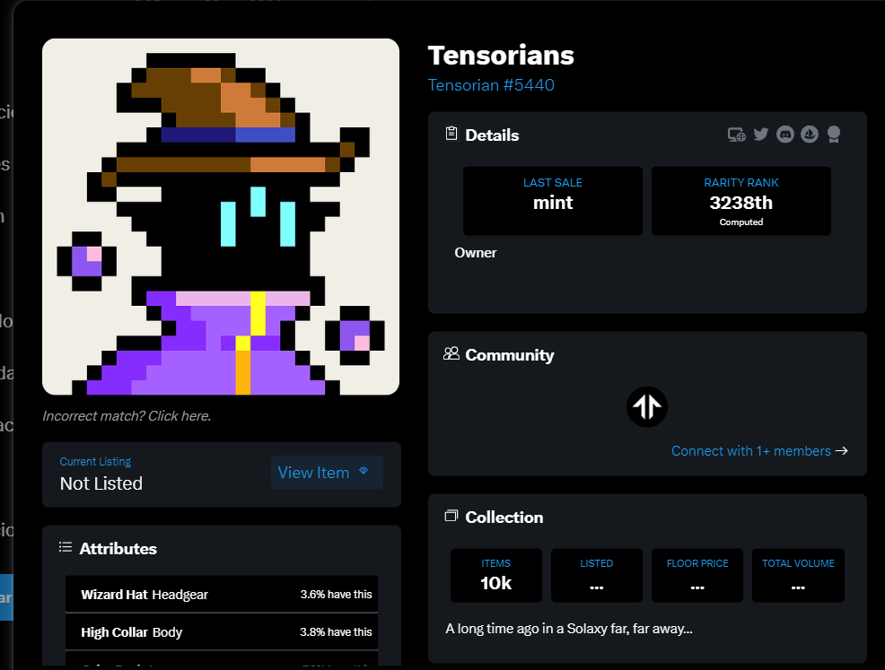 Tensorians are finally at @nftinspect when we can see the community that is flexing their @tensor_hq pfps? Let´s follow each other! I´m a tensorian i bet on builders.