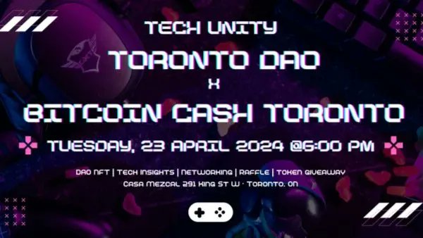 You won't want to miss our  Bitcoin Cash Toronto meet up Tuesday April 23rd! Over $100 in giveaways, NFTS, Hijaking Bitcoin Book giveaway, Tokens, collab with Toronto DAO and much more! Multiple ways to earn #BCH! RSVP : meetup.com/bitcoincashtor…