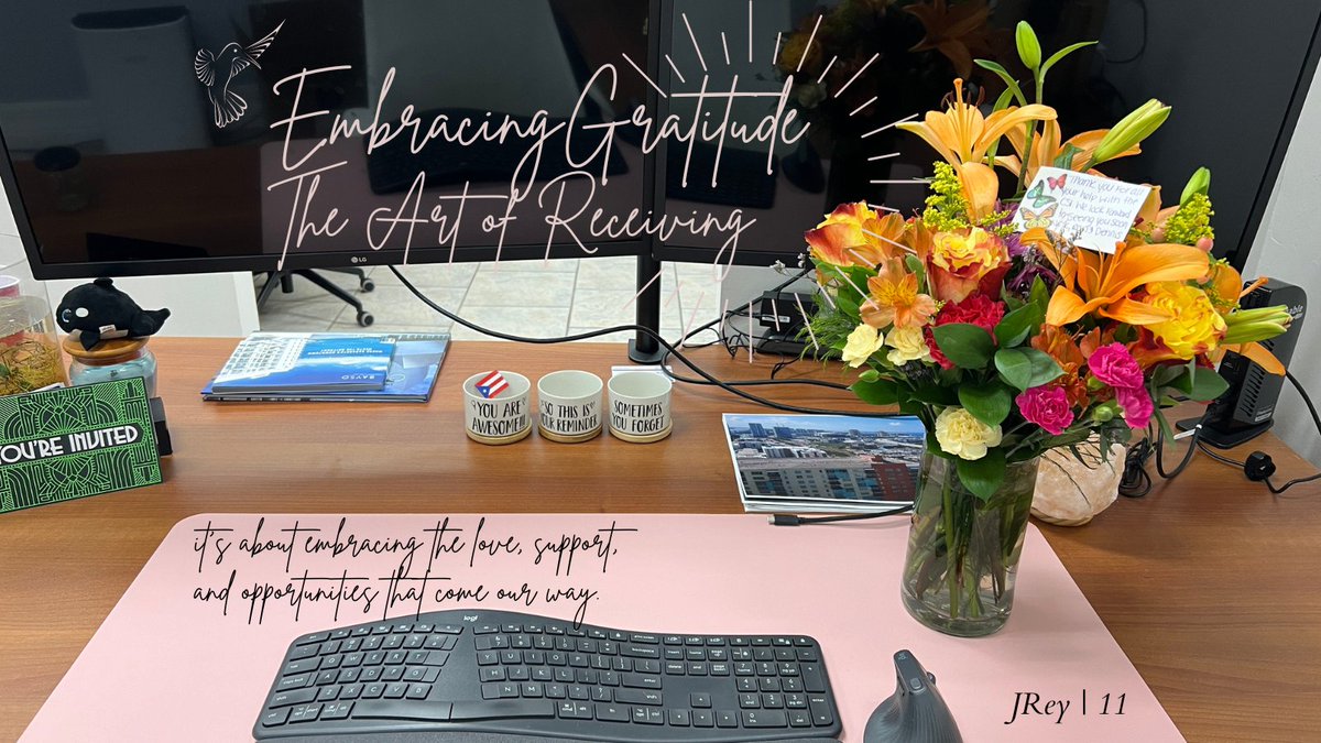 🌟 Embracing Gratitude: The Art of Receiving 🌟
Today I'm greeted by a beautiful flower arrangement from a friend who stood by my side throughout the conference's organization.  It's a simple gesture, yet it speaks volumes about the power of gratitude and the art of receiving.