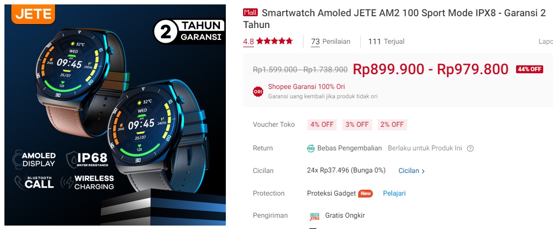 reginaclaud's tweet photo. Smartwatch Amoled JETE AM2 100 Sport Mode IPX8 - Garansi 2 Tahun
#FYP #fypシ #fypviraltwitter #rekomendasi #diskon #promo  #shopee  #affiliate #ShopeeID #shopeeaffiliate #racunshopee 

https://t.co/dv1lbGyPwI https://t.co/7ZsG6AnDsP