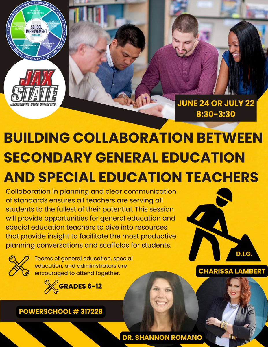 Join Dr. Shannon Romano from @ccboe_news and me for this collaboration session! Come with your team so we can all “dig” into resources that will help us build success for all students!