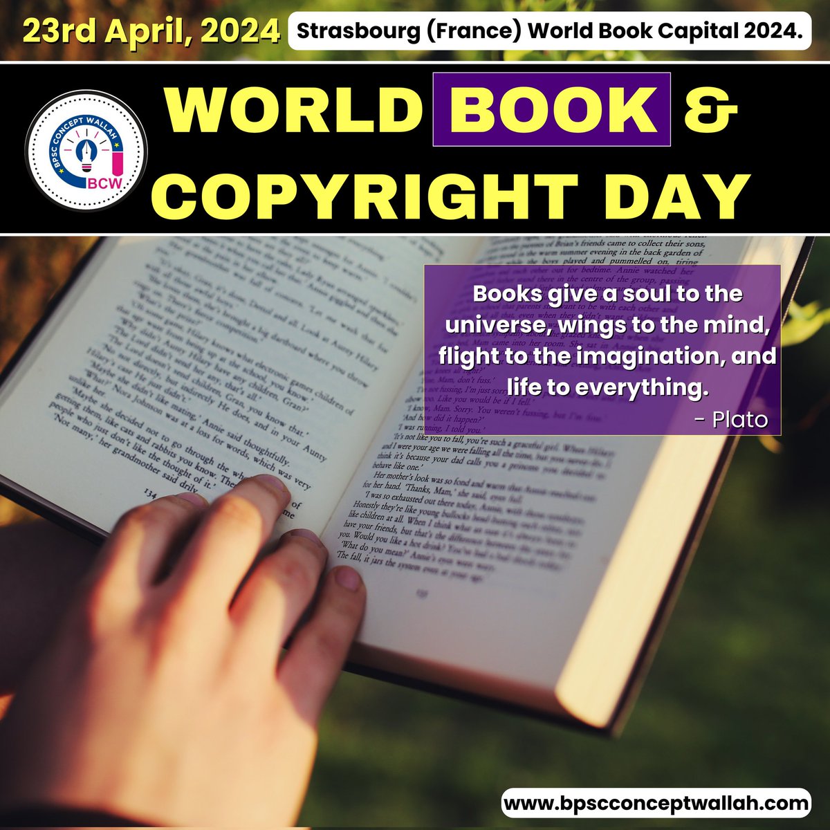 World Book & Copyright Day 2024
#WorldBookDay #bpscconceptwallah #70thbpsc #bcw #sahchar