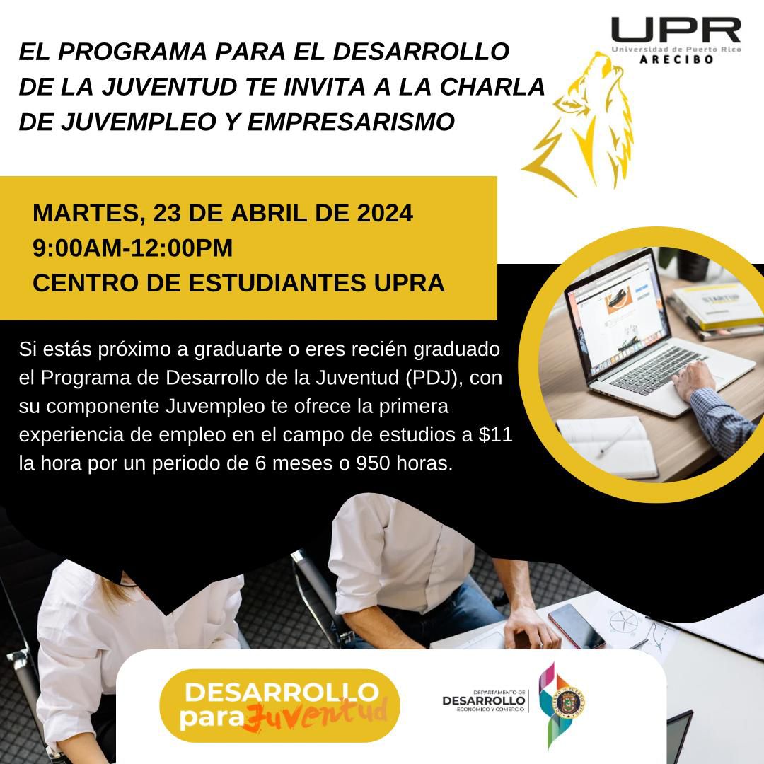 ¡ESTUDIANTES DE UPRA JUVEMPLEO EN TU UNIVERSIDAD!

Ven y participa de la charla, varias oportunidades empleo. Te invita UPRA WEB RADIO. Cerca de cumplir 15 años comprometidos con la comunidad universitaria.

#UPRA #UPRACOMU #UPR #comu #uwr #uwt #comunicación #ORGULLOUPR
