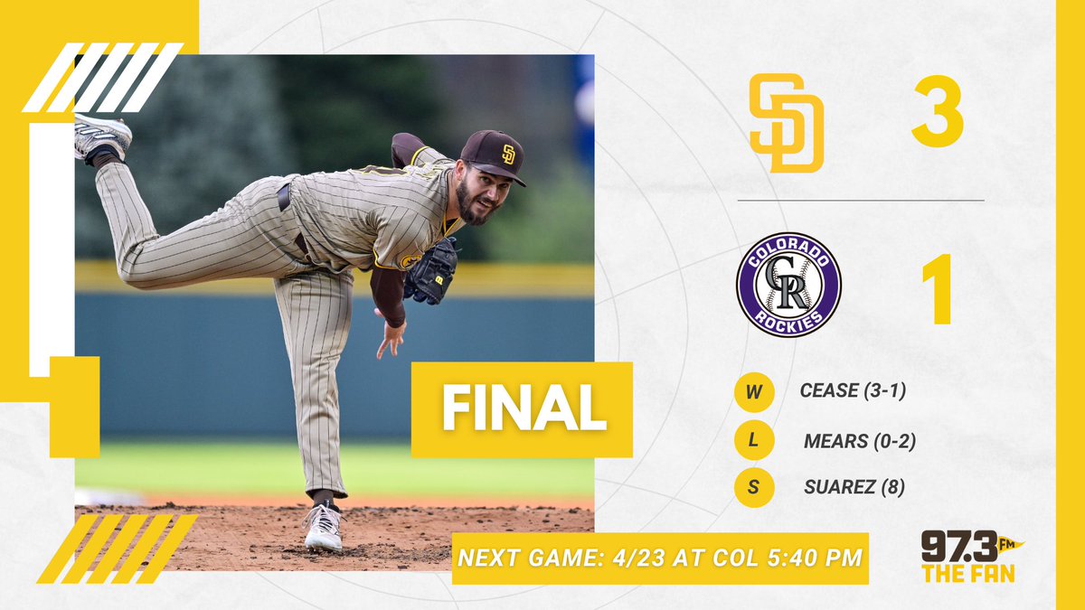 Got the job done tonight. Stay tuned for the Padres Postgame Show! 📻: @973TheFanSD 📱: @Audacy app 💻: go.audacy.com/973thefansd/li… 🎙: @sammylev