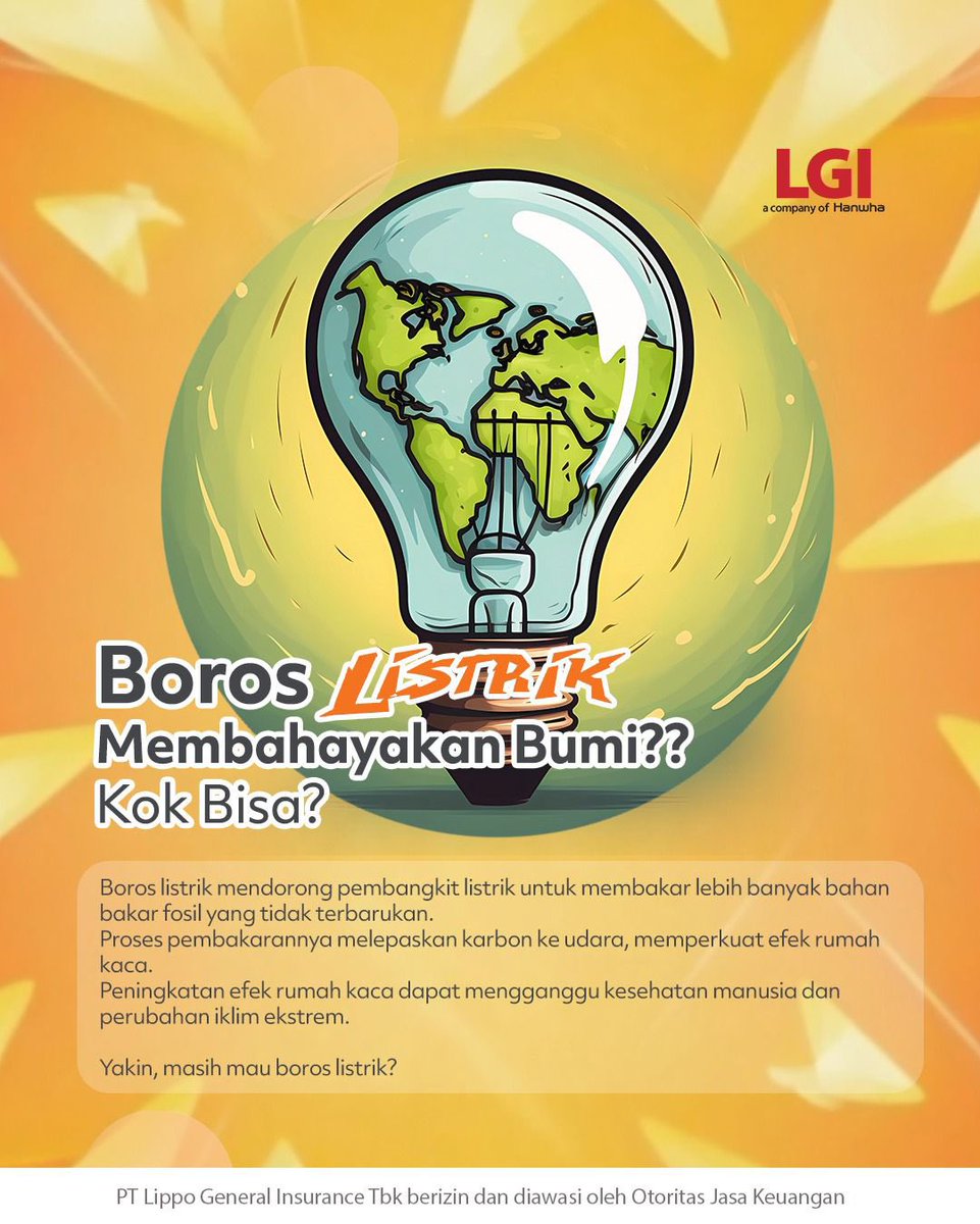 Hemat listrik bukan hanya tanggung jawab segelintir orang, tapi kita semua. Mari kita jaga bumi dengan aksi kecil yang berarti besar. ✨

#LGI #eBenefit #HealthInsurance #GeneralInsurance #HariBumi