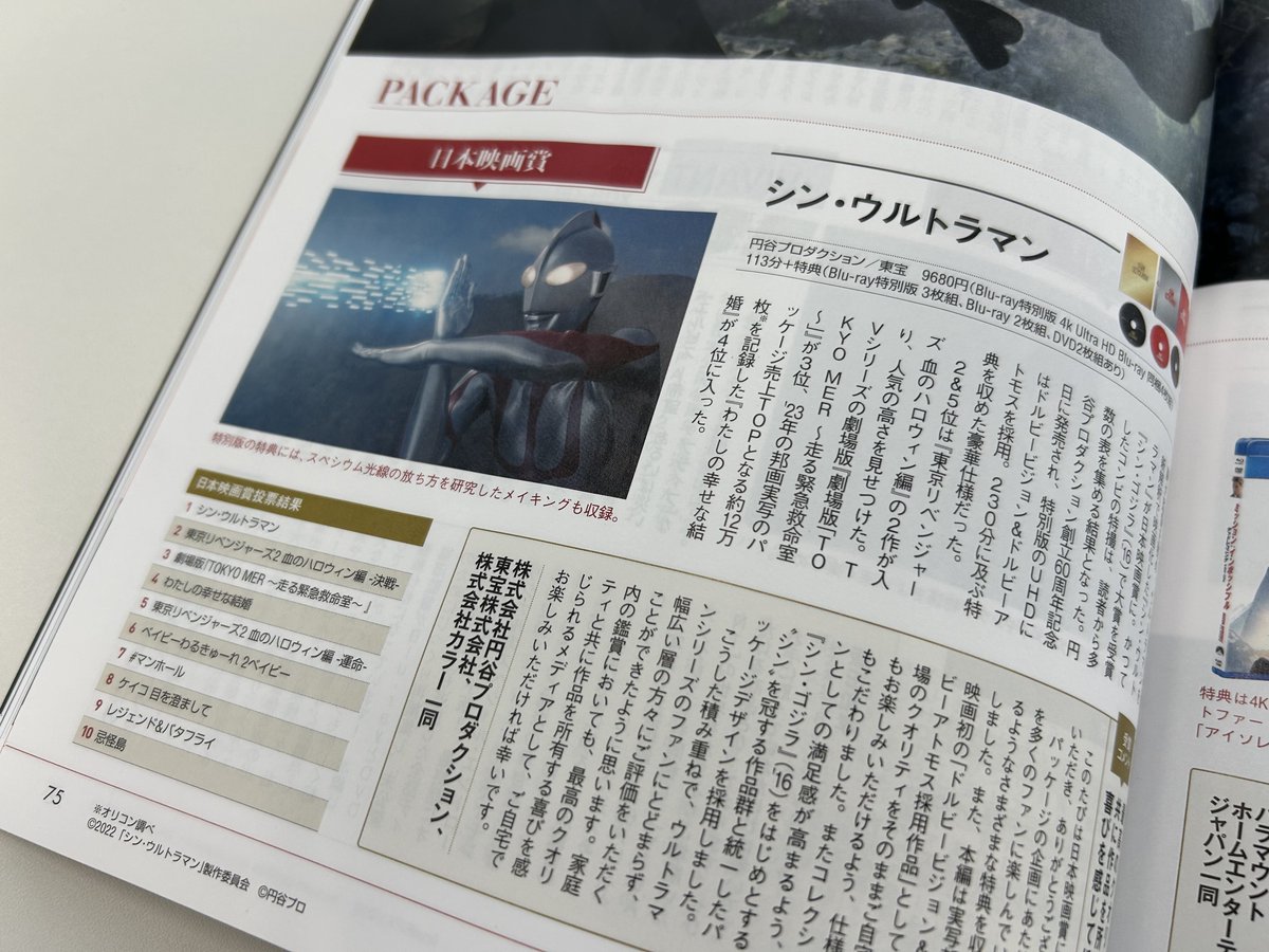 映画『シン・ウルトラマン』公式アカウント (@shin_ultraman) on Twitter photo DVD&動画配信でーた5月号📕
読者・レンタル・評論家が選ぶ
第37回DVD&動画配信でーた大賞にて
映画『#シンウルトラマン』が
🎉日本映画賞🎉を受賞しました。
公開から約2年、
今もなお本作を支えていただいている
ファンの皆様にお礼を申し上げます。
<a href="/dvd_data/">DVD&動画配信でーた</a> DVD&動画配信でーた5月号📕
読者・レンタル・評論家が選ぶ
第37回DVD&動画配信でーた大賞にて
映画『#シンウルトラマン』が
🎉日本映画賞🎉を受賞しました。
公開から約2年、
今もなお本作を支えていただいている
ファンの皆様にお礼を申し上げます。
<a href="/dvd_data/">DVD&動画配信でーた</a>