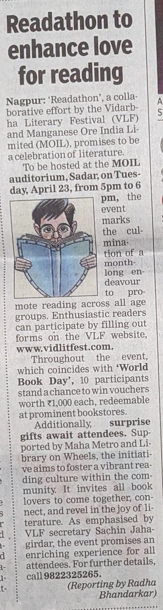 vidlitfest's tweet photo. Readathon to conclude today at 5 pm...

If you are in Nagpur, please do attend the MOIL Auditorium...

@MOIL_LIMITED @MetroRailNagpur https://t.co/kReuKvLztA