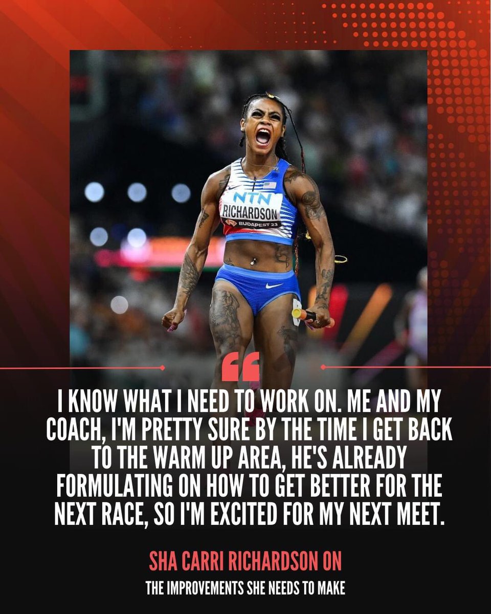 RealTimesNews1's tweet photo. Sha’Carri Richardson Is Already Gearing up for Her Next Event After Her Impressive Second-Place Finish in the Xiamen Diamond League. 🏃‍♀️💨 💪
#shacarririchardson #TeamUSA #DiamondLeague #olympics2024 https://t.co/zbQwWKmxwY