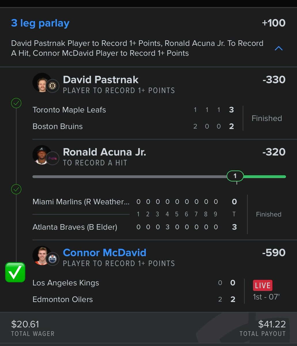 buildaparlay's tweet photo. 💥 BOOM! 💥

Day 2 play cashes ✅

Back at it again tomorrow for Day 3!

#GamblingX #GamblingTwitter #NHL #MLB #Parlay #PlayerProps #10to1000challenge https://t.co/kgHOhxcoux