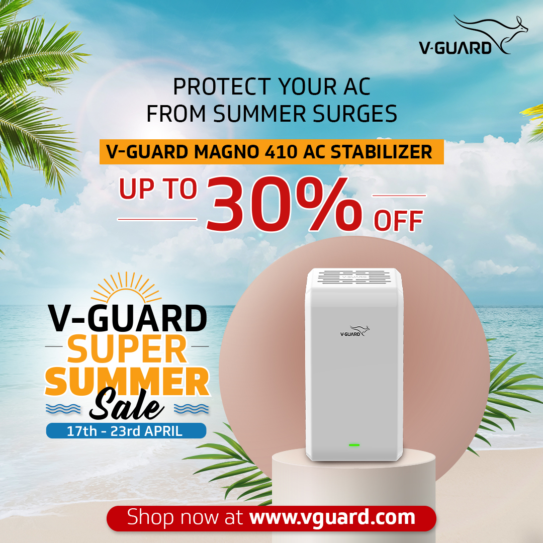 Keep your AC running all summer long! V-Guard Magno 410 AC Stabilizer is on sale now at up to 30% off. Only at vguard.com/collections/ac…
#VGuard #BetterTomorrow #buyonline #sales #onlineshopping #business #marketing #stabilizer