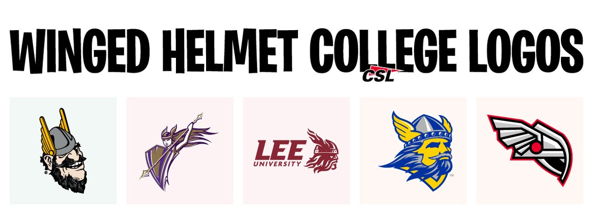 College Logos with Winged Helmets.