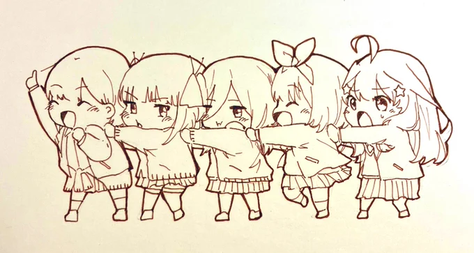 五つ子電車ごっこ#五等分の花嫁#イラスト 