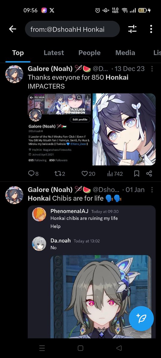 DshoahH's tweet photo. Reply and ill give u a word to search in ur profile!

I got "Honkai" 
It's all random stuff lmao https://t.co/q8f7Jco23n
