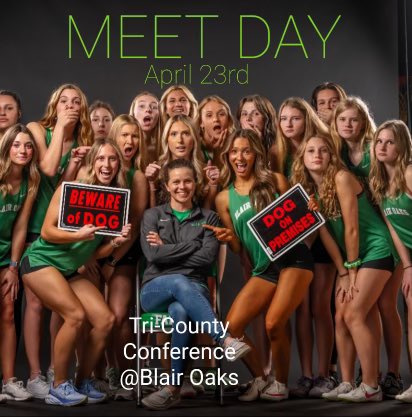 Tri County Conference Meet at home tomorrow!  Field events start at 3:30 and running events start at 4:15.