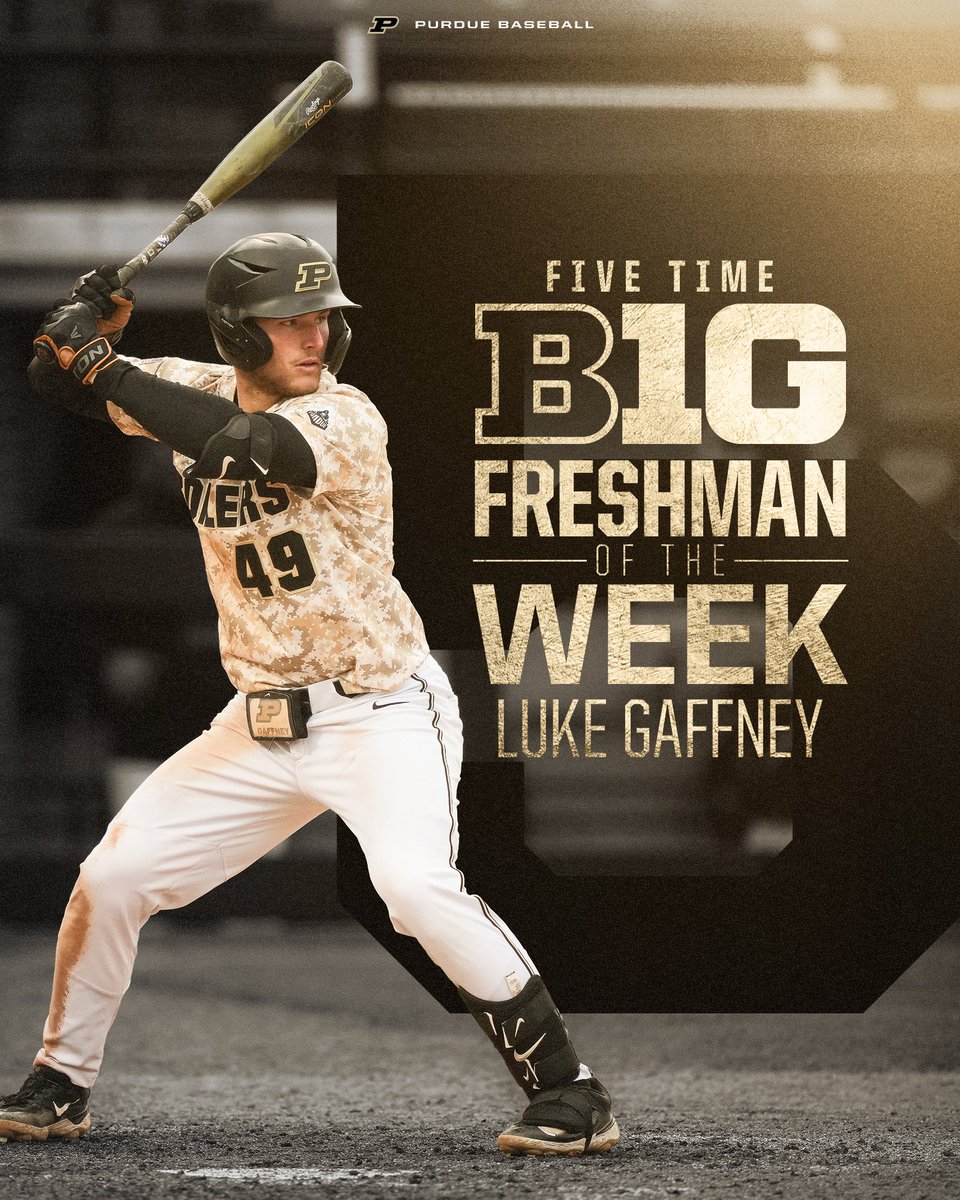 Purdue Baseball (@purduebaseball) on Twitter photo 🖐️ The Gaffney 5: 3-HR, 8-RBI week equaled out to a 5th B1G Freshman of the Week honor. Repeat honoree twice now.
DYK: <a href="/TheLukeGaffney/">Luke Gaffney</a> is the 1st B1G player to reach 50 RBI this year. And the 1st #Boilermaker to homer in 4 straight games since 2016.
📰 boile.rs/GaffneyFOW5 🖐️ The Gaffney 5: 3-HR, 8-RBI week equaled out to a 5th B1G Freshman of the Week honor. Repeat honoree twice now.
DYK: <a href="/TheLukeGaffney/">Luke Gaffney</a> is the 1st B1G player to reach 50 RBI this year. And the 1st #Boilermaker to homer in 4 straight games since 2016.
📰 boile.rs/GaffneyFOW5