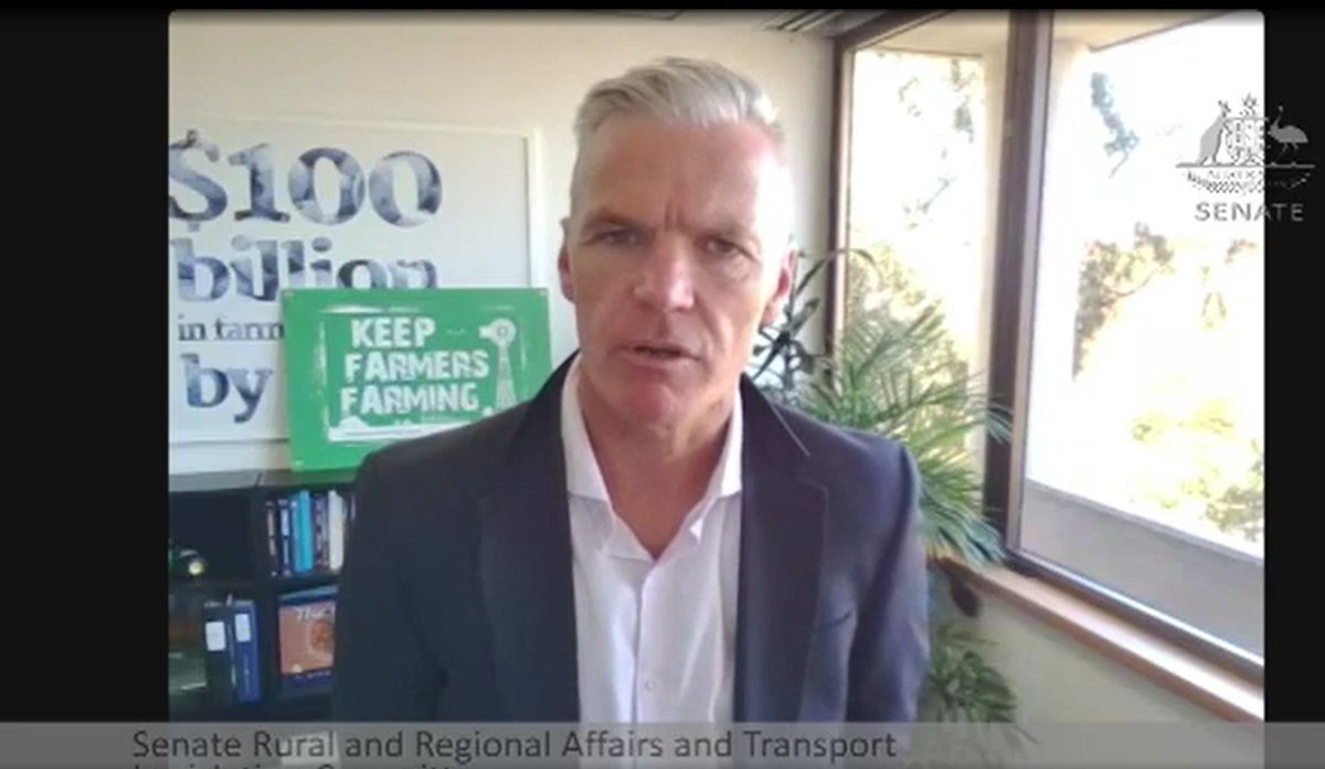 Our CEO @TonyMahar speaking live at the Senate hearing into the proposed Biosecurity Protection Levy. He emphasised Australia's biosecurity system is vital to agriculture, environment, and economy. Read more on why we oppose the Levy nff.org.au/media-release/…