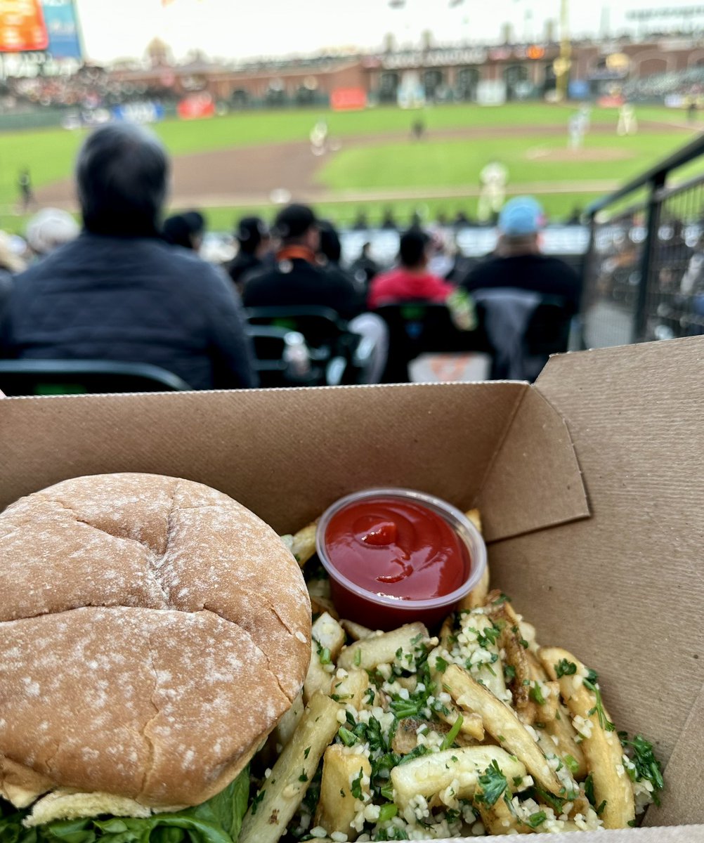 Impossible burger and garlic fries at Oracle Park. Delicious. I think it was $700.