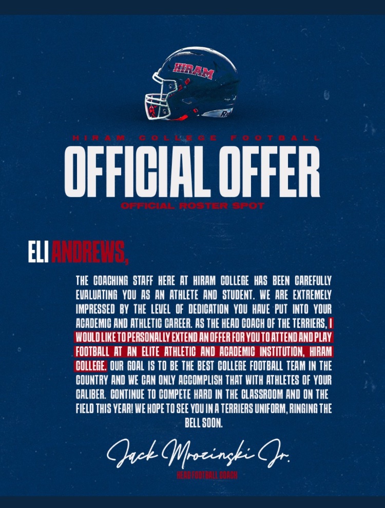 eliandrews45's tweet photo. Blessed and grateful to receive my second offer from @Hiram_Football Very thankful for another opportunity to play at the next level! @Coach_Mro @Nate_D11 @brock_mancini @DCcougarnation @DCCOUGARS @DCcougarsfb https://t.co/Rx8GYyVLJE