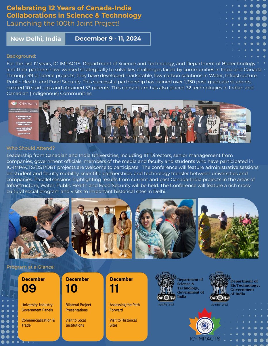 Sanjeev Varshney (@skvdst) on Twitter photo Inviting to join celebration of12th anniversary of <a href="/ICIMPACTS/">IC-IMPACTS</a>, the program connecting Indian and Canadian researchers for joint research of social relevance. Looking forward for more of joint collaborative research.
<a href="/nbanthia/">Nemy Banthia, PhD</a> Inviting to join celebration of12th anniversary of <a href="/ICIMPACTS/">IC-IMPACTS</a>, the program connecting Indian and Canadian researchers for joint research of social relevance. Looking forward for more of joint collaborative research.
<a href="/nbanthia/">Nemy Banthia, PhD</a>