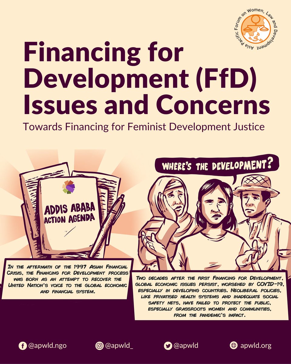 🗣Let us unpack the current trends and global discourses on issues and concerns around #FinancingforDevelopment.🚨 ✊This week, the APWLD Feminist Development Justice programme and members are at the #FfDForum 2024, bringing grassroots and national issues to the global process.