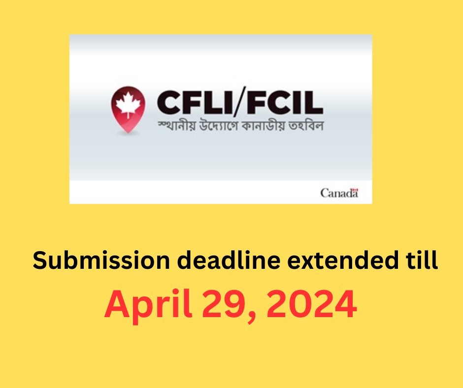 The deadline for submitting proposals for #CFLI is now extended to April 29, 2024. #Bangladesh. Details 👉 ow.ly/n2l050RlQ8P