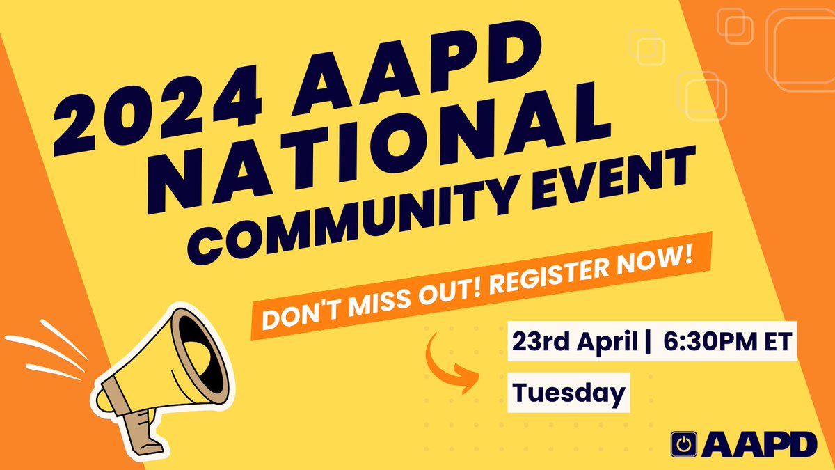 Tomorrow (4/23)! Join us for the #AAPD National Community Event at 6:30 PM ET. Awards, leaders, artists & more! Register now for free ➡️ bit.ly/3TUjAjC #DisabilityCommunity2024 #NothingAboutUsWithoutUs