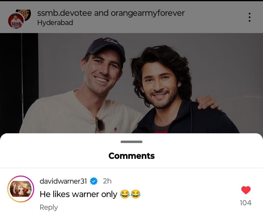 🚨 DAVID WARNER COMMENTS ON POST OF PAT CUMMINS X MAHESH BABU.
#TATAIPL2024 #DavidWarner #patcummins #MaheshBabu