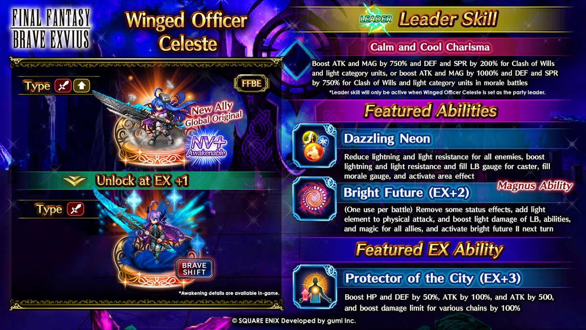 Always be on guard!

Her fighting prowess will surely catch you by surprise! Winged Officer Celeste will never leave your side! #FFBEWW