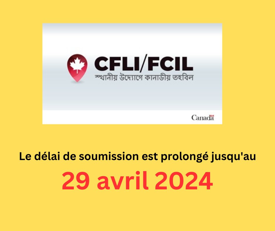 La date limite de soumission des propositions pour #CFLI est maintenant prolongée jusqu'au 29 avril 2024. #Bangladesh. Détails 👉 ow.ly/XN0n50RlQaU